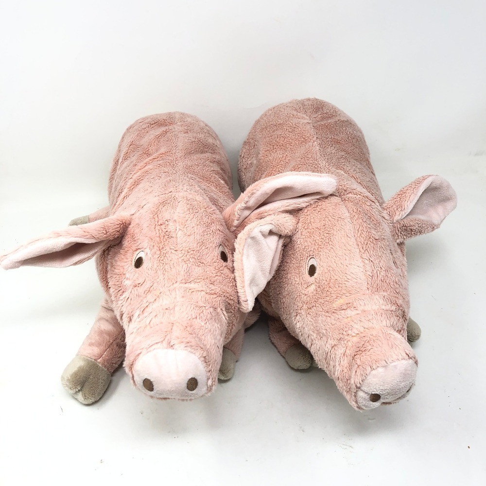 IKEA Knorrig Pig Plush Set of 2 Stuffed Farm Animal Pink Soft 14" Toy